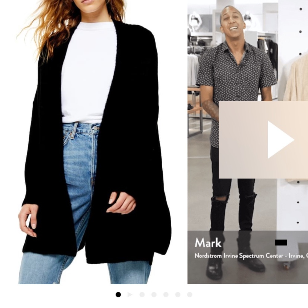 Topshop Long Cardigan, Black, Size S